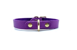BDSM 3/4&quot; Purple Leather Day Collar &amp; Gold Hardware DDlg Kitty Mona Sub Choker  - £35.97 GBP
