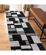 Contemporary Modern Boxes Design Gray Soft 2&#39; x 7&#39;2&quot; Indoor Area Rug Runner - £37.90 GBP