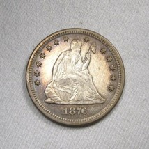 1876-CC Silver Seated Liberty Quarter Coin AU Details AN239 - £216.56 GBP