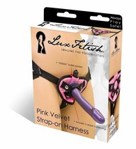 Lux Fetish Velvet Strap On Harness Pink O/S - £15.95 GBP