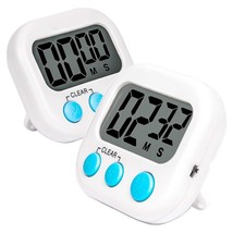 2 Pack Kitchen Timers Loud Ring S For Cooking Magnetic White - £17.57 GBP