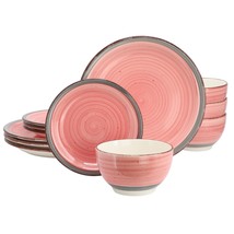 Gibson Home Holcomb 12 Piece Ceramic Dinnerware Set in Pink - $1,658.33 MXN