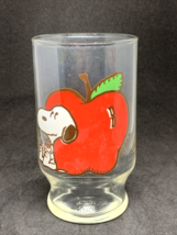 Snoopy 4&quot; Apple Juice Small Glass Peanuts Collectible Replacement Cup 1970s - £6.32 GBP