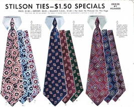 Stilson vtg RETRO Mens Neckties Tie Ad 1940S 8X11 Great Colorful  #2 FRA... - $37.59 CAD