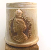 Vintage Mug Stein Pottery Belgium Queen Fabiola 4.25&quot; Commerative - £14.79 GBP