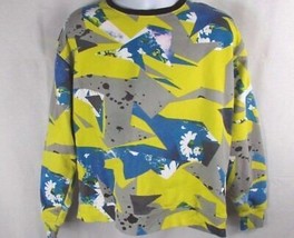 Filthy Dripped yellow blue gray abstract print flowers Men&#39;s sweatshirt XL - £14.23 GBP