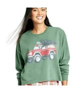 Ford Bronco Truck Sweatshirt Green Red XL Cropped Long Sleeve Christmas Top - £11.65 GBP