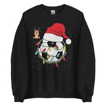 Santa Soccer Ball Sports Christmas Soccer Player Unisex Sweatshirt Black - £23.03 GBP+