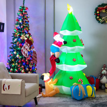 7 FT Inflatable Christmas Santa Claus Climbing Tree Chased by Dogs for P... - $76.99