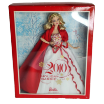 2010 Holiday Barbie Doll In Box # R4545 Christmas Mattel Nrfm Red White Dress - $46.55