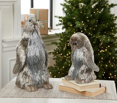 Martha Stewart Set of 2 Tinsel Fur Penguins - £69.17 GBP