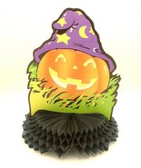 PUMPKIN MAGIC vintage 12&quot; honeycomb jack-o-lantern witch Halloween cente... - £15.72 GBP