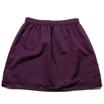J Crew A Line Skirt Pleated Size 4 Purple Lined Elastic Waist Pull On La... - $30.69