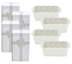 Temp-tations Set of (4) Ruffled 12-oz Mini Loaf Pans in Woodland White - £33.60 GBP