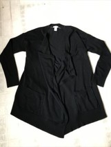  Chico’s Size 2 Large  Cardigan Stretch Black Long Sleeve Sweater Open F... - £20.35 GBP