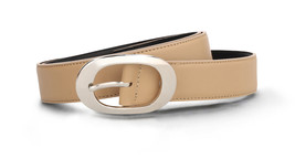 Ceinture femme végane beige en cuir de pomme moderne de ville avec boucle ovale - £47.94 GBP