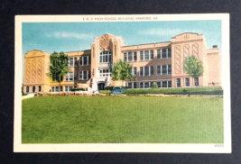 ER2 High School Building Radford Virginia VA Old Car Linen Postcard c1940s - £4.71 GBP