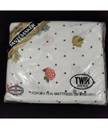 VTG Tastemaker No Iron Muslin Twin Fitted Sheet Floral White Green Pink ... - £10.28 GBP