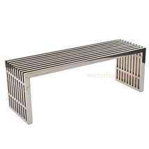 Modern Stainless Steel Slat Gridiron 47&quot; Bench Seat Coffee Table Indoors or Out - £201.33 GBP