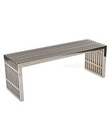 Modern Stainless Steel Slat Gridiron 47&quot; Bench Seat Coffee Table Indoors... - £198.17 GBP