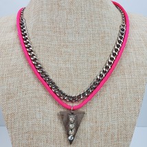 Vintage Estate Hippie Silver Pink Spike Pendant Necklace 20 Inch - £9.51 GBP