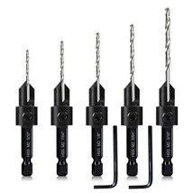 5-Pc Countersink Drill Bit Set, 3In1 Woodworking Counterbore, 2 Allen Wrench - $44.99