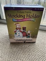 Picture Frame Christmas Stocking Holder Color Changing Lights Penguin Sn... - $56.10