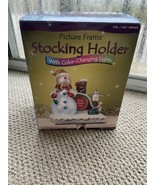 Picture Frame Christmas Stocking Holder Color Changing Lights Penguin Sn... - £44.12 GBP