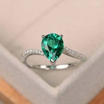925 Sterling Silver Certified 3 Ct Emerald Solitaire Weeding Ring For Beloved - £33.36 GBP+