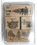 Stampin&#39; Up! LOVELY AS A TREE Wood Stamp Set Oak Fir Trees - $37.82 CAD