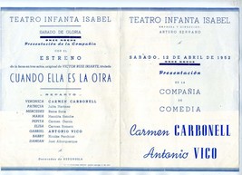 Teatro Infanta Isabel Program Carmen Carbonel  Antonio Vico 1952 Madrid ... - $24.82