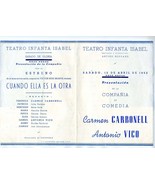 Teatro Infanta Isabel Program Carmen Carbonel  Antonio Vico 1952 Madrid ... - £19.66 GBP