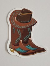 Pair of Western Boots with Hat Sitting on Top Sticker Decal Great Embell... - $2.30