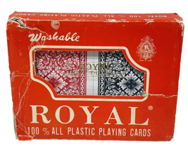 Vintage Royal Washable All Plastic Playing Cards 2 Decks in Original Pac... - £9.18 GBP