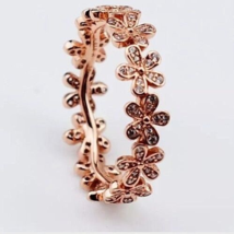 Genuine 925 Rose Gold Dazzling Daisy Flower Band Stacking Ring All Sizes - £14.11 GBP