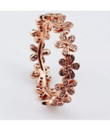GENUINE 925 ROSE GOLD DAZZLING DAISY FLOWER BAND STACKING RING ALL SIZES - £14.15 GBP