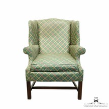 Frederick Edward Green Plaid Upholstered Accent Wingback Arm Chair - £310.62 GBP