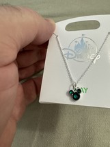 Disney Parks Mickey Mouse Faux Emerald May Birthstone Necklace Silver Color image 10