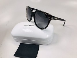 New Nine West NW580S 003 Black with Cheetah Print Sunglasses 56mm with Case - $54.44