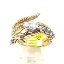 14k Yellow Gold Women&#39;s Vintage Wrap Snake Ring With Diamonds - £1,014.81 GBP