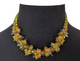 Fashion Jewelry Women&#39;s Green Gold Acrylic Beaded Necklace 18 inches Adj... - $12.50