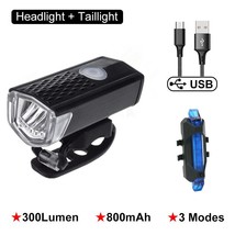 2Pcs Bike Light Set LED USB Rechargeable 300 Lumens 3 Modes Bicycle Lamp MTB Roa - $40.41
