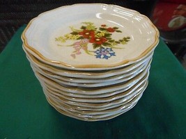 Beautiful Mikasa Stoneware &quot;A Basket Of Flowers&quot;...12 BREAD-SALAD-DESSERT Plates - £48.61 GBP