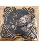 Chinese Dragon Silk Needlepoint Gold &amp; Purple Threads  Made in Shanghai - $19.25