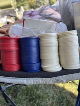 BICYCLE Poker Chips 126 Count Plastic Red Ivory Blue Interlocking - No Box - $5.86