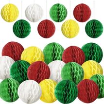 Watersay 30 Pcs 3&quot; Christmas Paper Honeycomb Balls Decoration Classic Color - $4.85