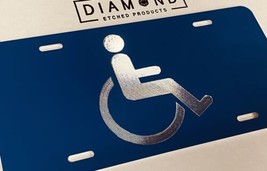 Silver Engraved Handicapped Car Tag Diamond Etched Front Novelty License Plate - £15.60 GBP