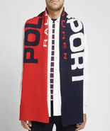 POLO RALPH LAUREN POLO SPORT KNIT SCARF NAVY/RED NWT - £69.59 GBP