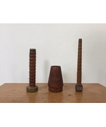 Vintage Antique Primitive Solid Wood Loom Tools Candlestick Taper Holder... - £31.38 GBP