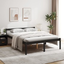 Bed Frame Black 150x200 cm King Size Solid Wood Pine - £73.61 GBP